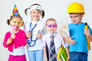 Kids playing in professions