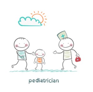 pediatrician takes dad with a sick child