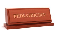 Pediatrician job title on nameplate